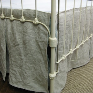 Tailored Crib Skirt in Washed Linen-Single Pleat Crib Skirt- Inverted Box Style Pleat Crib Skirt-Baby Boy Bedding-Baby Girl Tailored Bedding