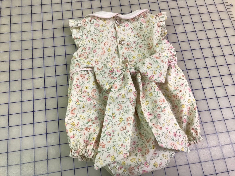 Boutique Style Baby Clothing-Floral Bubble Suit for Baby Girl-Easter Sunsuit-Floral Cotton Baby Girl Bubble-Artisan Handmade Children/'s Wear
