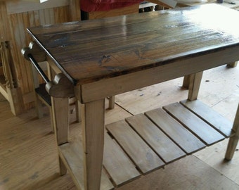 Farm Table Style Kitchen Island-Distressed Pine Kitchen Work Table- SHIPPING AVAILABLE-Free Local Pick-up -24 widex42 longx36 tall