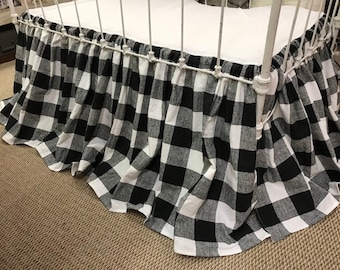 Buffalo Check Gathered Crib Skirt- Buffalo Check Baby Bedding-Crib Skirt-Custom Nursery Design-Farmhouse Crib Skirt
