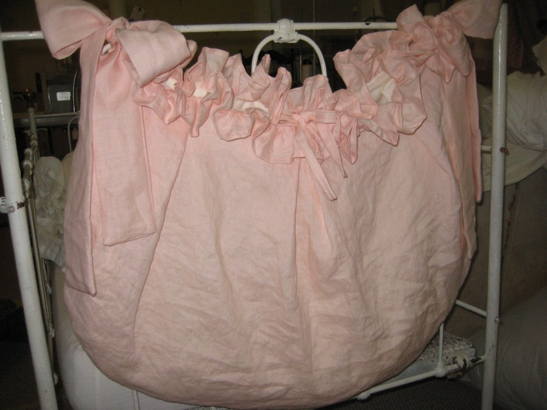 Storybook Style Crib Accessory Bagruffled Washed Linen Diaper Nursery