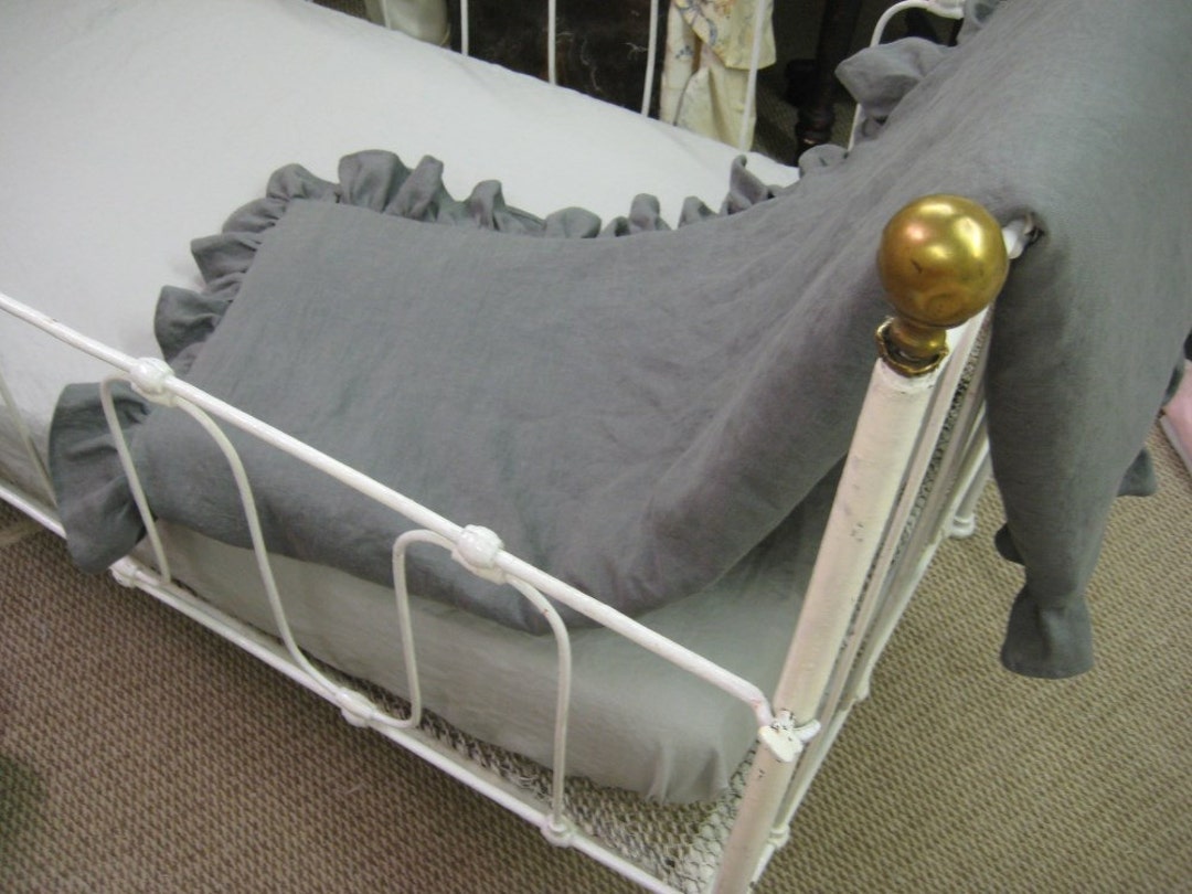 Washed Linen Toddler Size Duvet With Long Ruffled Perimetertoddler