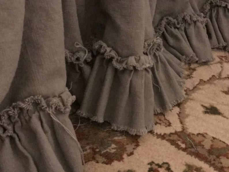 Torn Ruffle Bed Skirt in Grey Washed Linen Gathered Bed | Etsy
