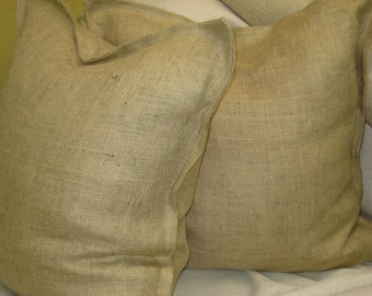 Pair of Tailored Euro Shams in Burlap-Classic Euro Shams in a Tailored Design-Burlap Euros-Washed Linen Euro Shams