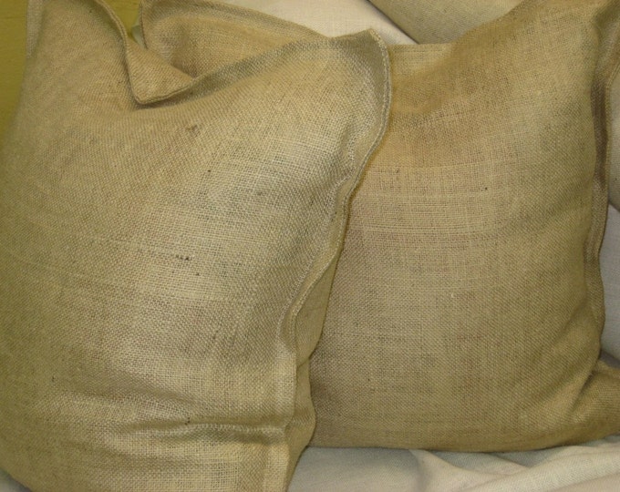Pair of Tailored Euro Shams in Burlap Etsy