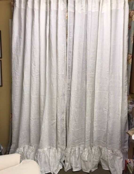 Washed Linen Extra Wide Ruffled Curtains Unlined Linen Etsy