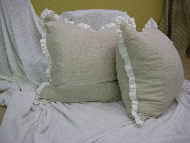 Pair of Pillow Slipcovers in Washed Linen1 Ruffled Etsy