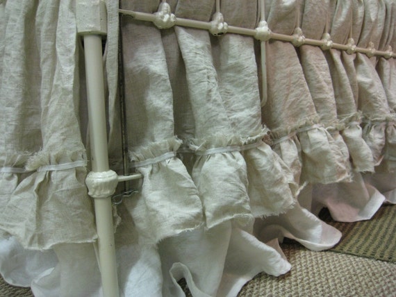 Layered Washed Linen Crib Skirts Two Washed Linen Crib Etsy