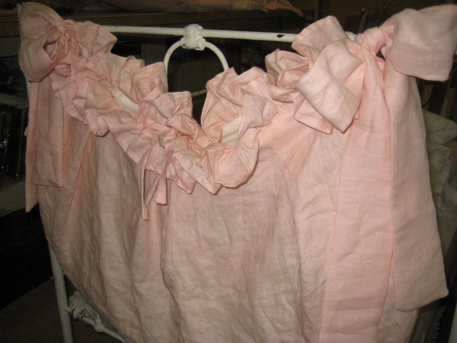 Storybook Style Crib Accessory Bagruffled Washed Linen Diaper Etsy