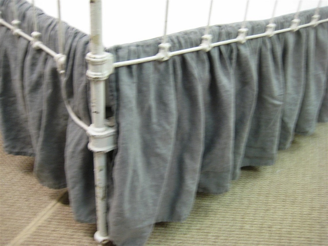 Slate Grey Washed Linen Crib Skirtgathered Crib Skirt 16 Etsy