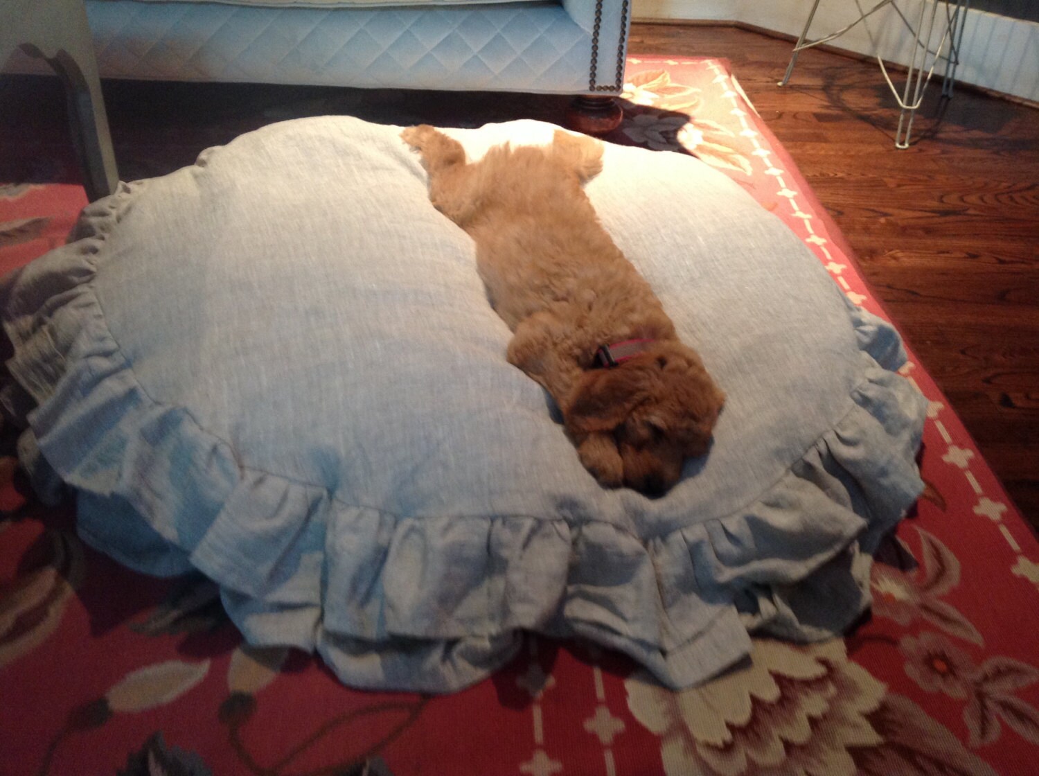 Washed Linen Round Ruffled Pet Bed SlipcoverSlipcover for Etsy