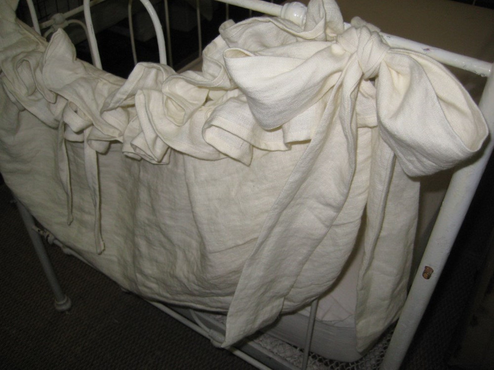 Storybook Style Crib Accessory Bagruffled Washed Linen Diaper Etsy