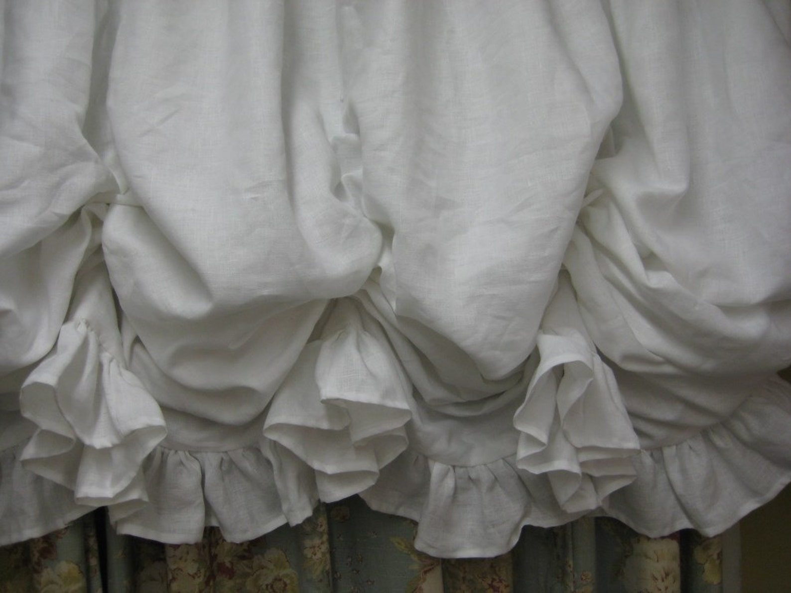White Linen Ruffled Balloon Shade Window Treatmentruffled Etsy