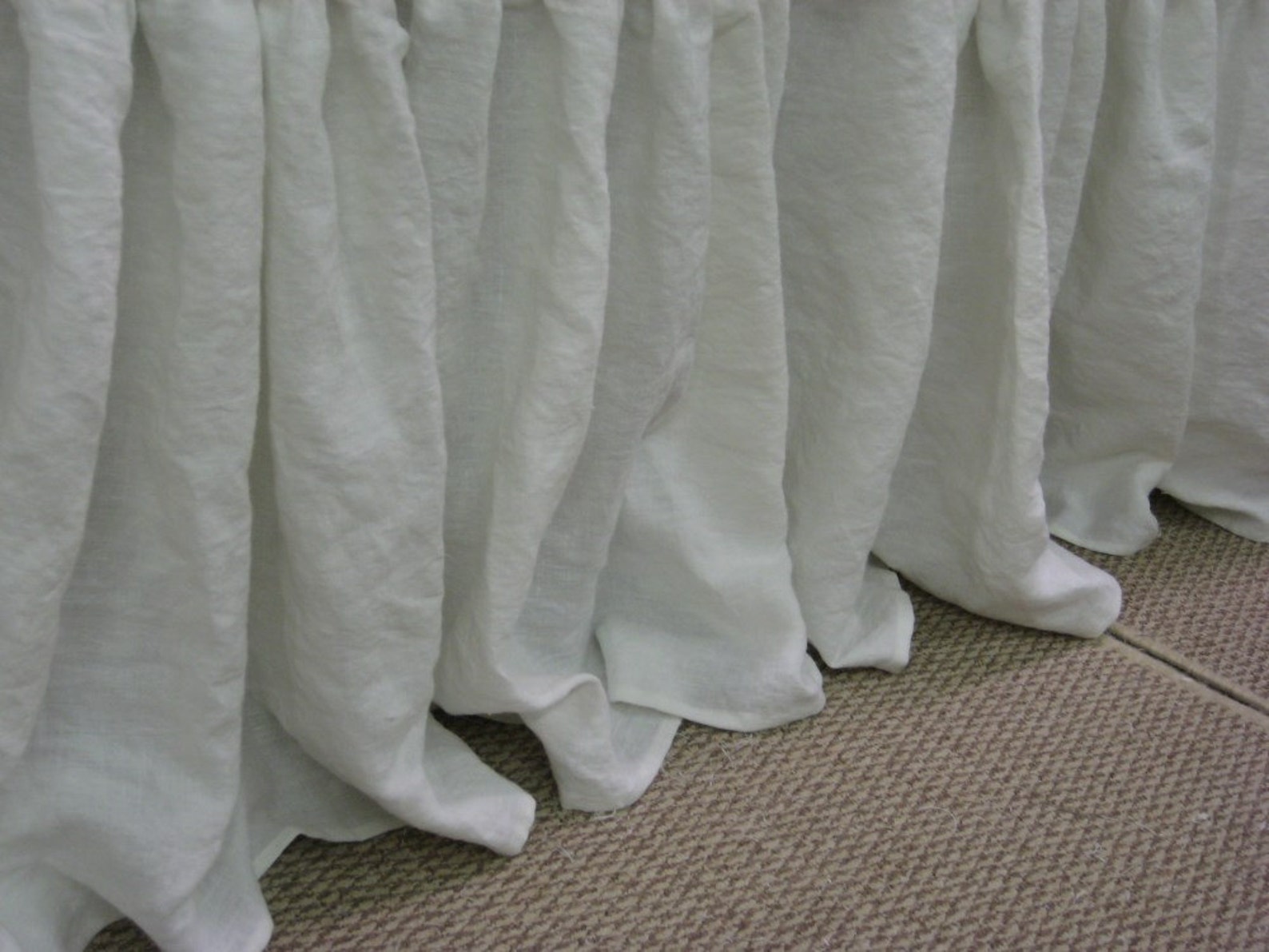 King Bed Skirt in Washed Vintage White Linen18 Drop Etsy