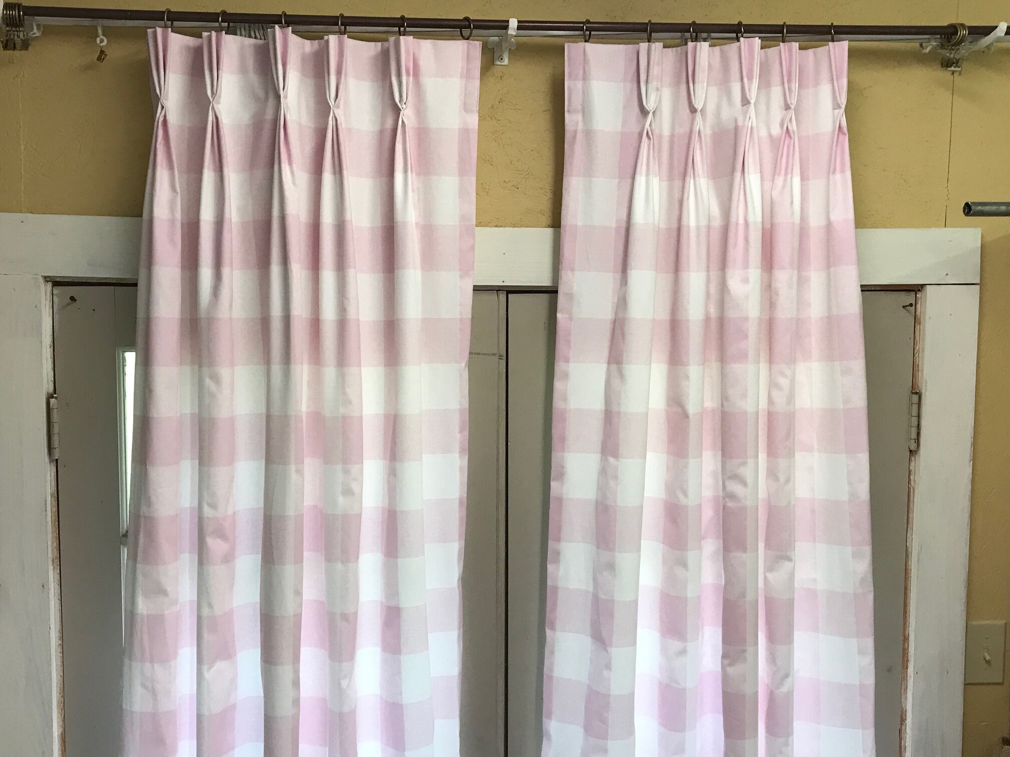 Handmade Pink Buffalo Check CurtainsStandard Pinch Pleat Etsy