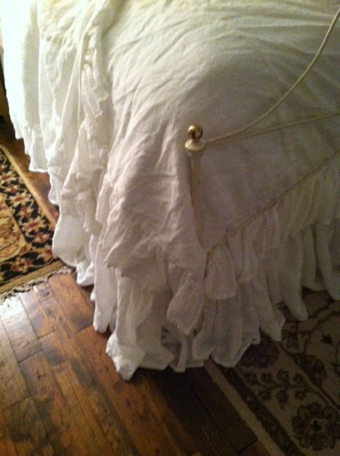 Gathered Bed Skirt17vintage White Washed Etsy