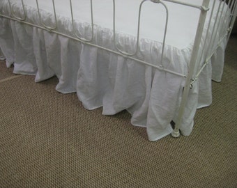 Slightly Gathered Crib Skirt-Washed Linen Crib Skirt- Your Requested Finished Length up to 24"