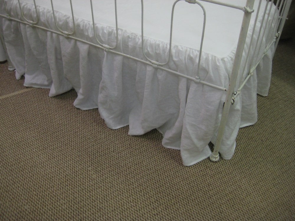 Washed Linen Crib Skirt and Ruffled Crib PillowGathered Crib Etsy