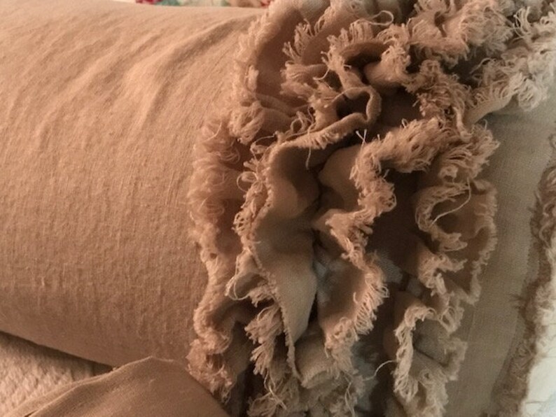 Shabby Ruffled Bolster Pillow-Pebble Torn Washed Linen Multi Ruffle-READY TO SHIP-Romantic Home Decor-Zip Closure-Shabby Ruffled Sham image 7