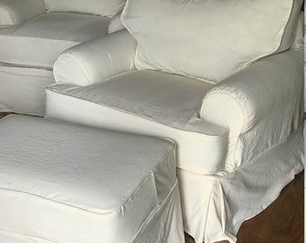 Slipcovers for Your Chair and Ottoman--Sofa Slipcover--Wingback Slipcover--Cotton Duck or Linen Slipcovers-LOCAL CLIENTS ONLY