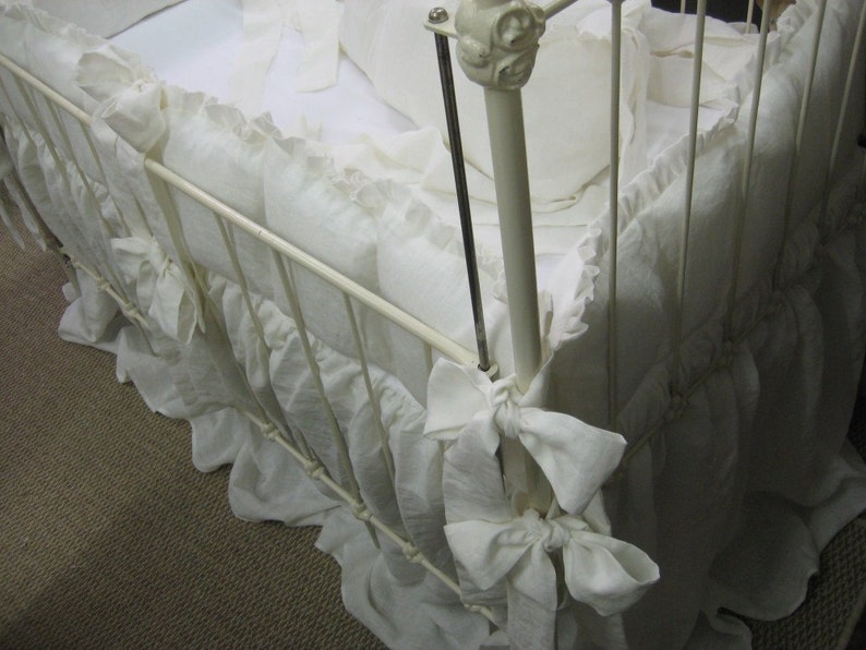 1 Ruffled Crib Bedding in Vintage White Washed Etsy