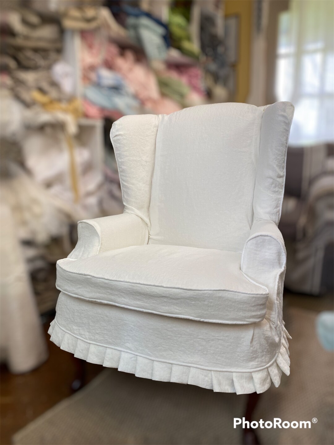 Wingback Chair Slipcover Local Sewing Seamstress Your Etsy