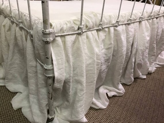Washed Linen Crib Skirt Your Selected Linen Color And Length Etsy