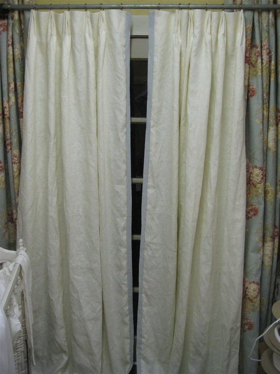 Lined Linen Drapery Tailored Linen Drapes One Pair Linen Etsy