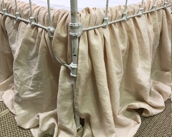 Washed Linen Crib Skirt-Your Selected Linen Color and Length