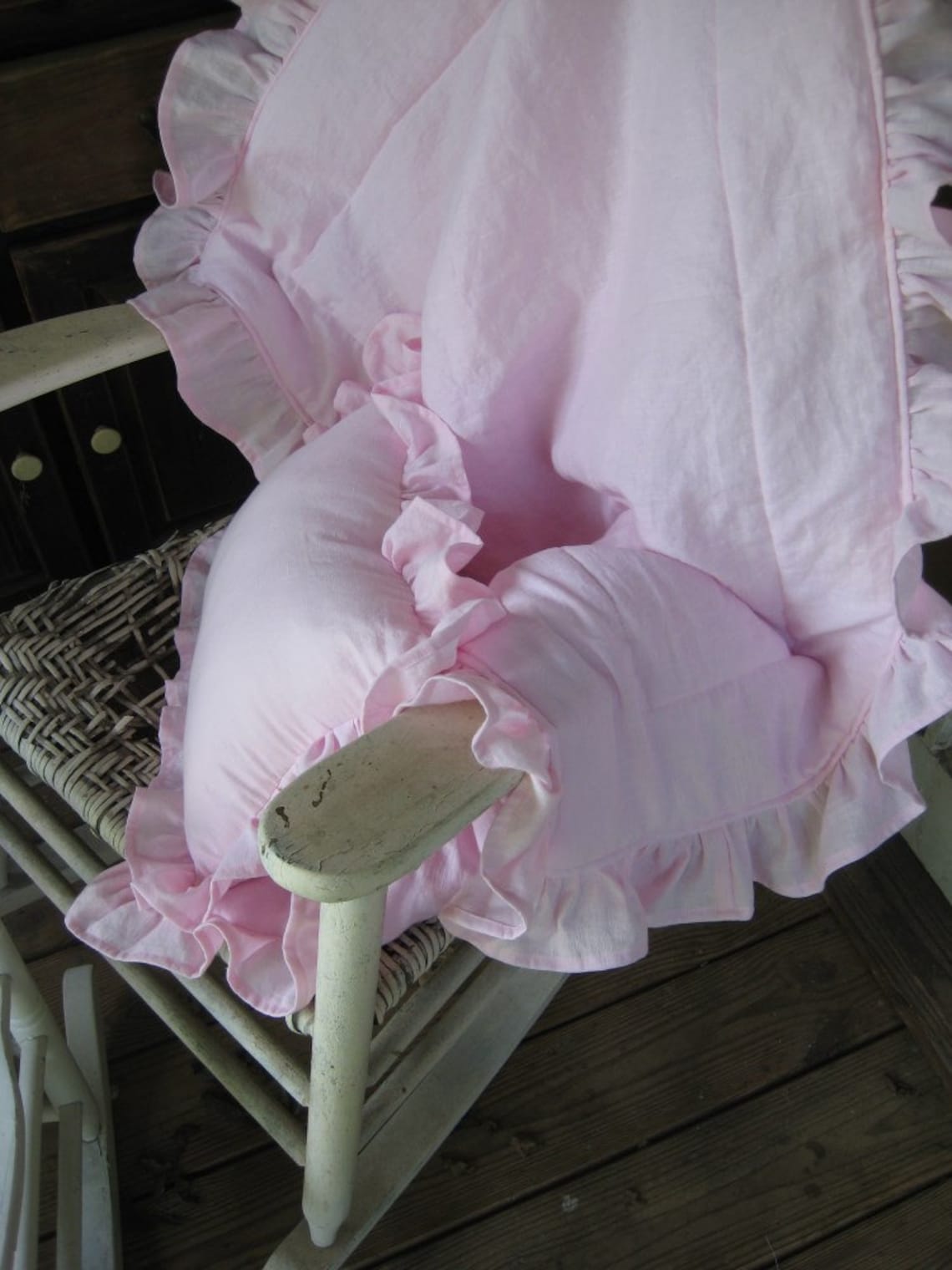 Ruffled Baby Blanket and Pillow Set N Washed Linenyour Etsy