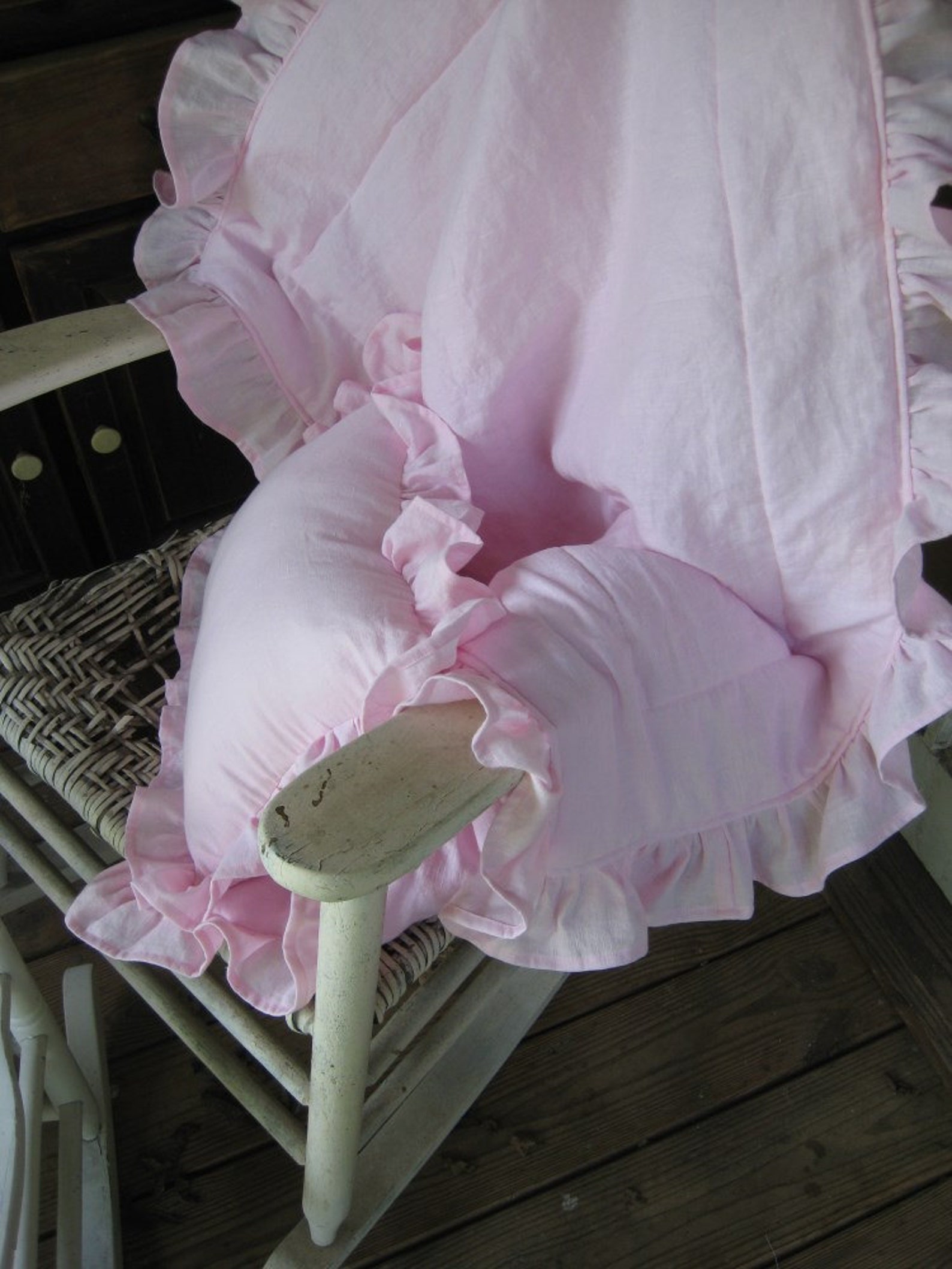 Ruffled Baby Blanket and Pillow Set N Washed Linenyour Etsy