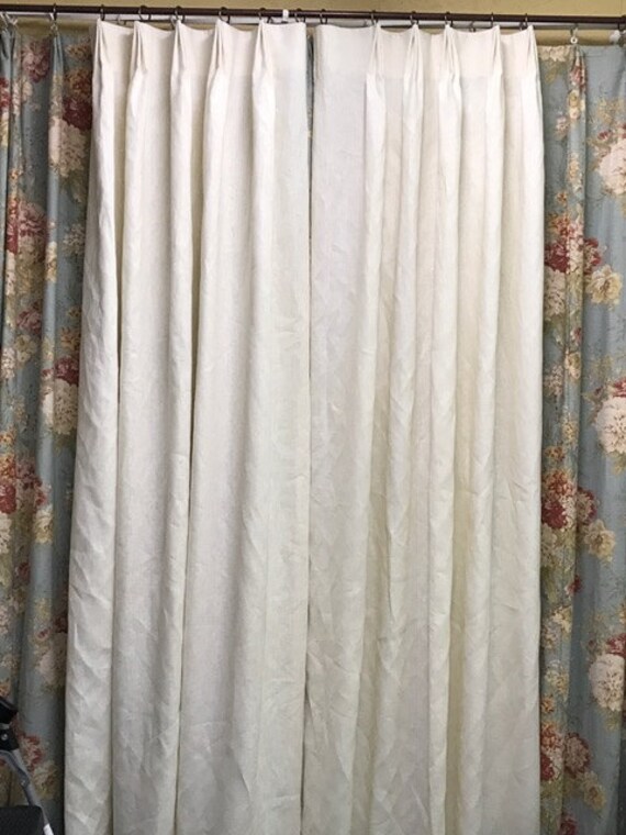 One Pair Linen Drapery Panels Euro Pleat Detail White Etsy