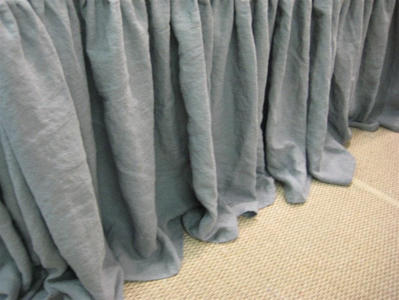 Slate Grey Washed Linen Bed Skirt Medium Grey Washed Linen Etsy
