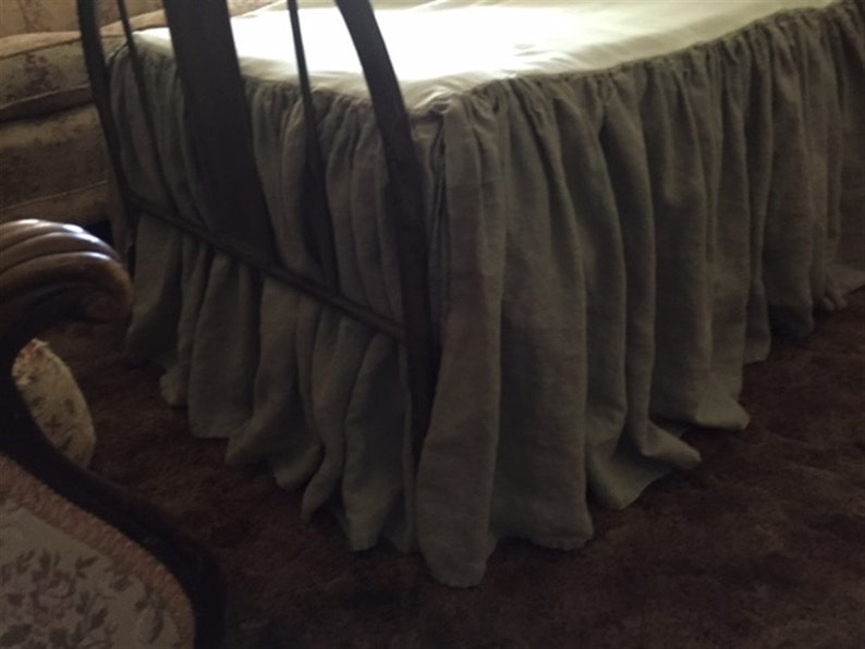 Extra Long Side Drop Twin Bed SkirtsWashed Linen BeddingPair Etsy