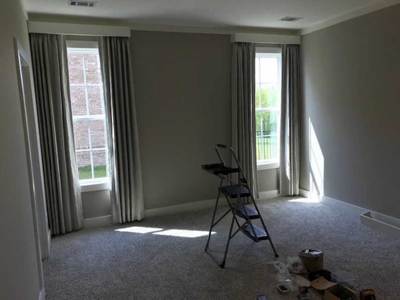 Blackout Linen Drapery With Box Style Painted Simple Cornice Etsy