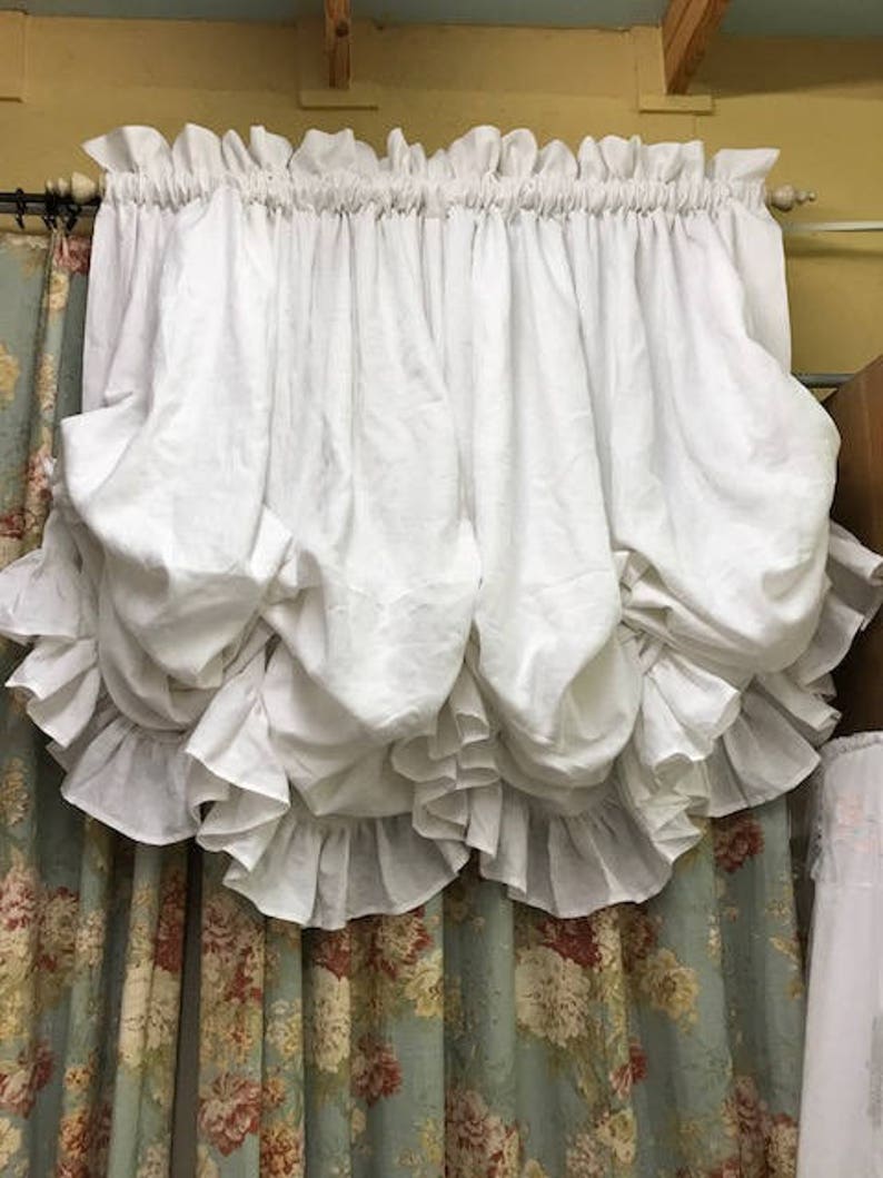 White Linen Ruffled Balloon Shade Window TreatmentRuffled Etsy