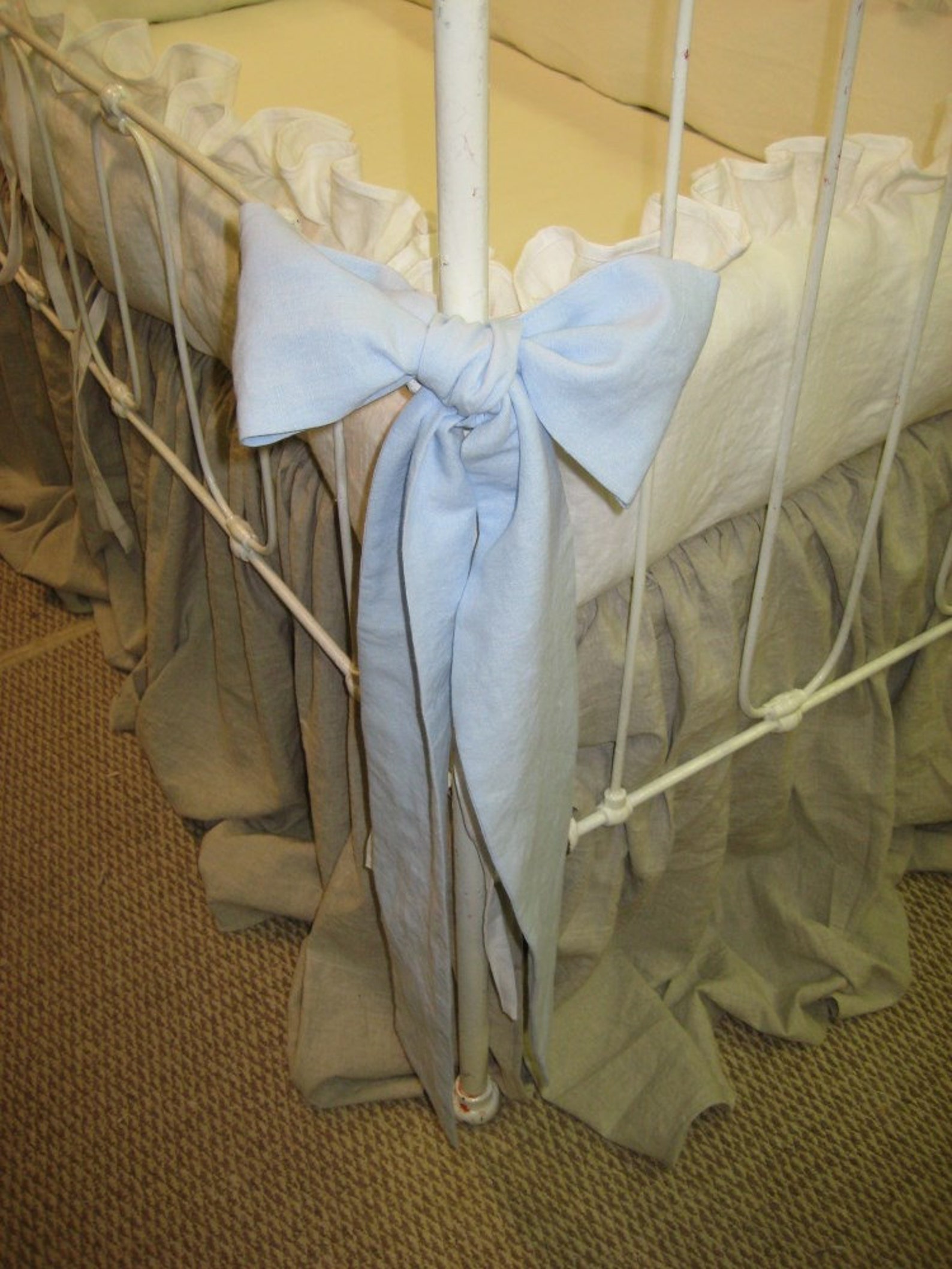 OVERSIZED CRIB Bowscrib Sash Separateswashed Linen Crib Etsy