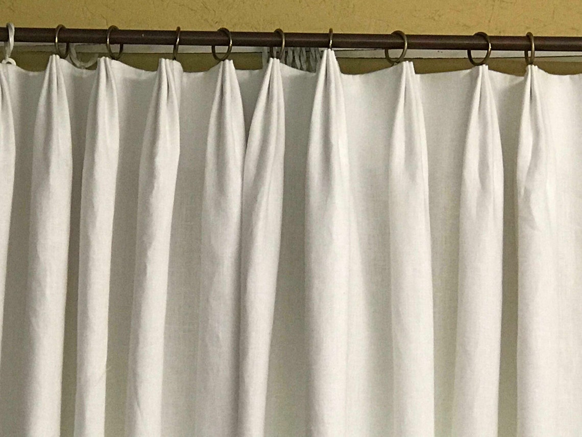 Bright White Heavy Linen Drapery Panels-double Width Lined Curtains-one ...