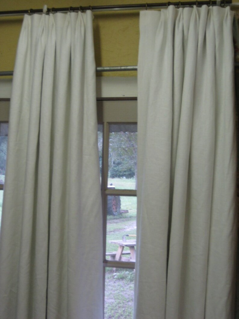 Vintage White Linen Drapery Panelsone Pair of Single Width Etsy