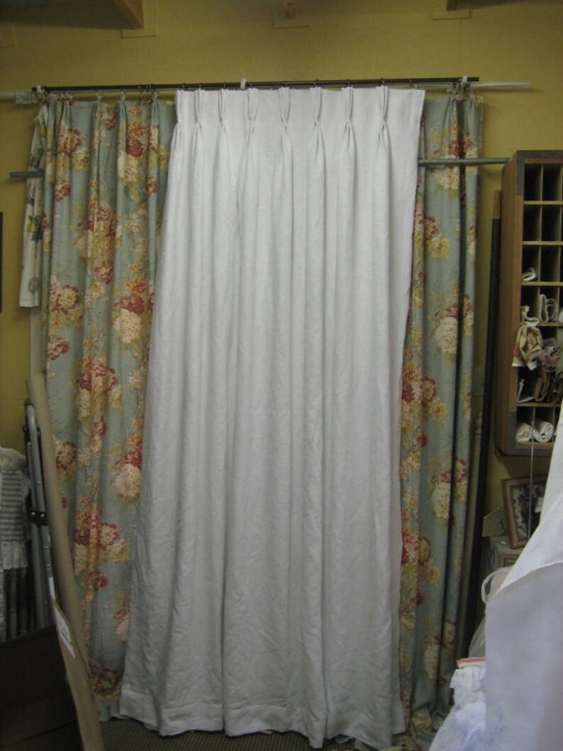 One Pair Pleated Linen Draperylinen Drapery Panelsstandard Etsy