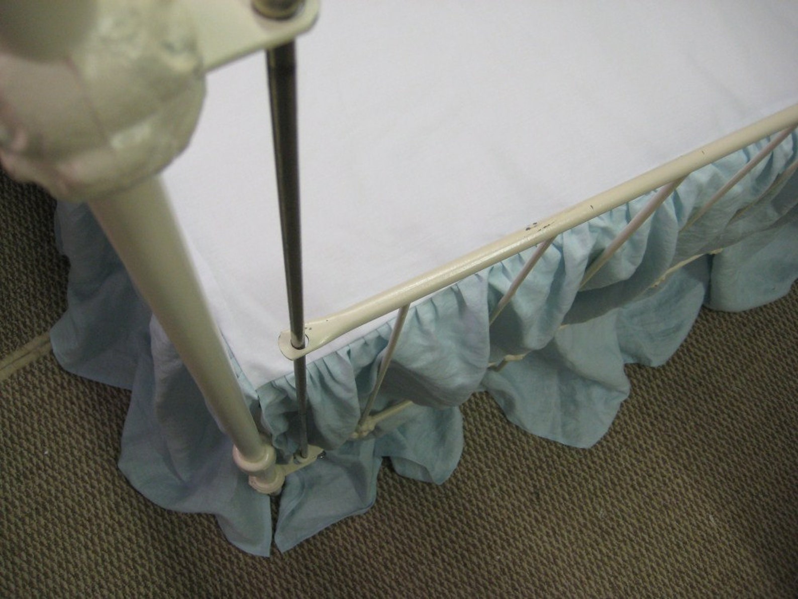 Light Blue Washed Linen Crib Skirtcrib Bedding in Light Blue Etsy
