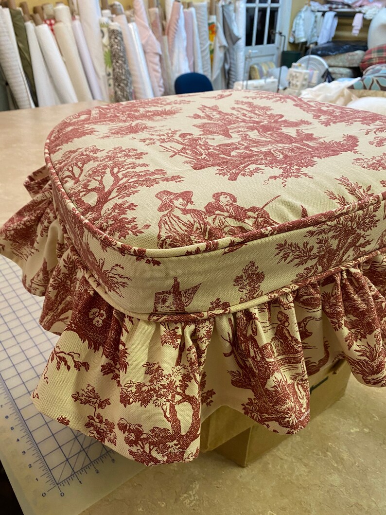Custom Sewingdining Chair Seat Slipcoversred Toile Fabric Etsy