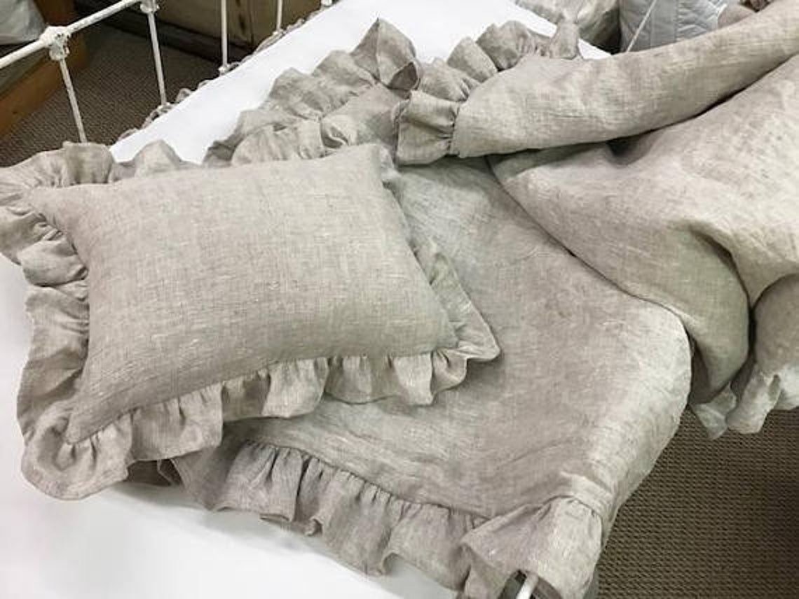 Ruffled Baby Blanket and Pillow Set N Washed Linenyour Etsy