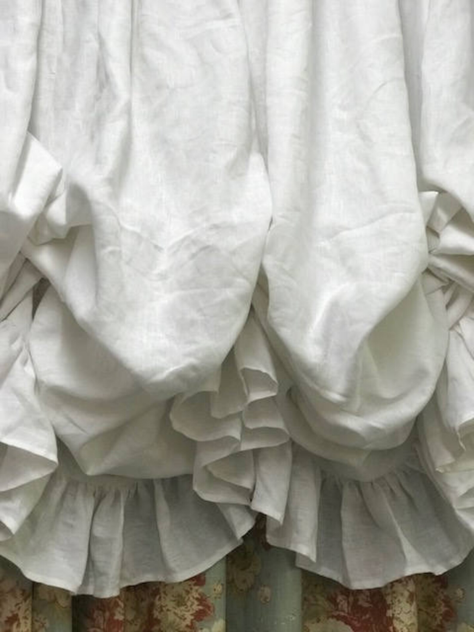 White Linen Ruffled Balloon Shade Window TreatmentRuffled Etsy