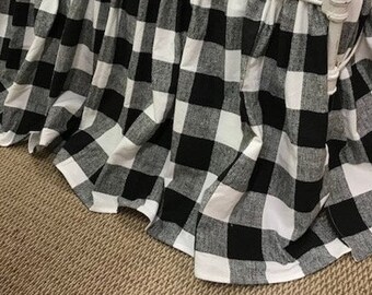 Gathered Bed Skirt in Black and White Buffalo Check-For Colleen-California King Buffalo Check Gathered Bed Skirt