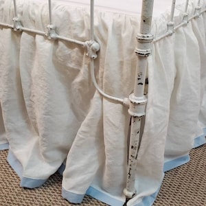 Gathered Crib Skirt with Contrast Tailored Hem - Classic Nursery Linens