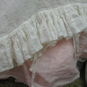Washed Linen Ruffled Pillowcase Shams-One Pair-Standard-Queen-King Size Shams