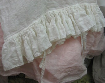 Washed Linen Ruffled Pillowcase Shams-One Pair-Standard-Queen-King Size Shams