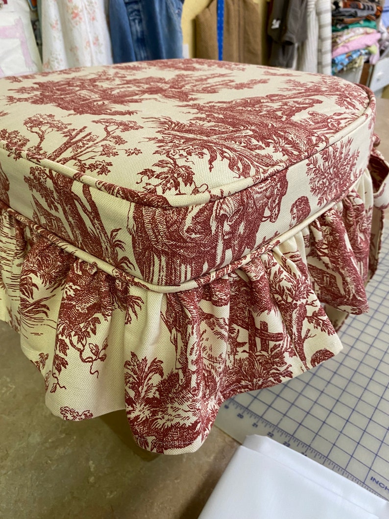 Custom Sewingdining Chair Seat Slipcoversred Toile Fabric Etsy
