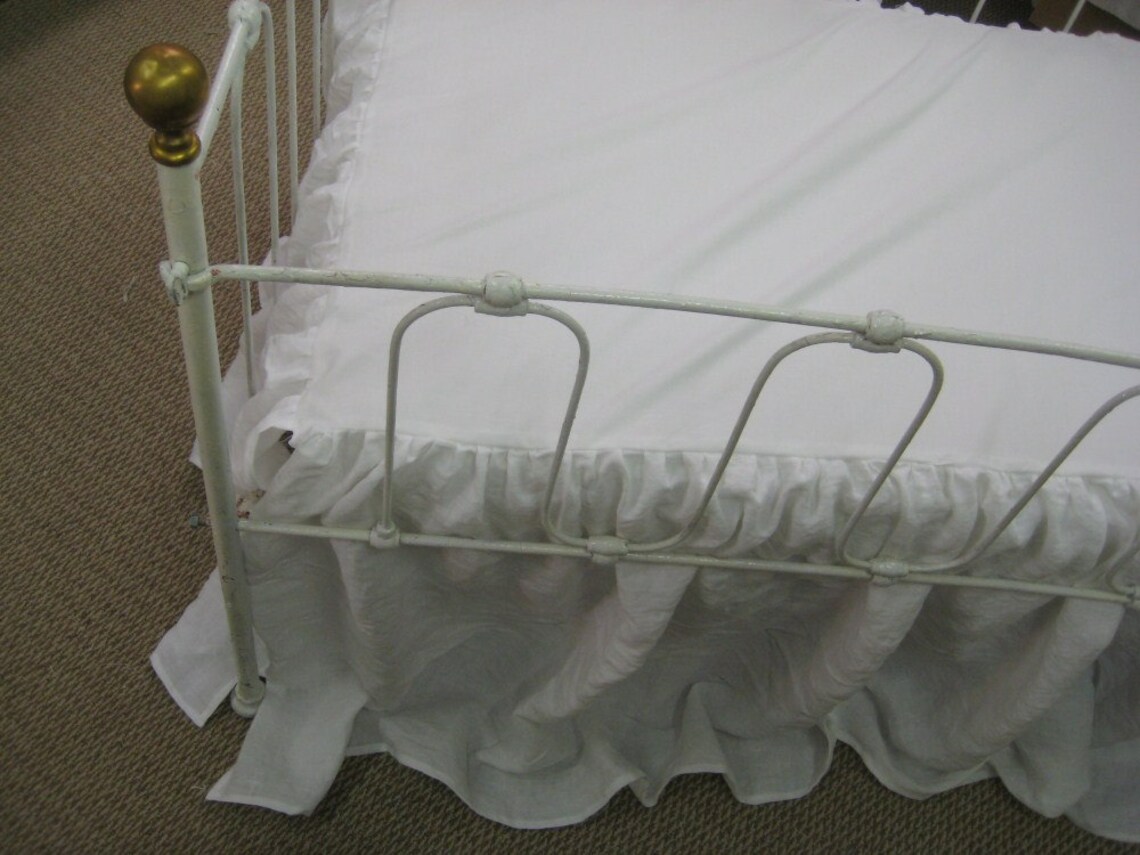 Washed Linen Crib Skirt and Ruffled Crib Pillowgathered Crib Etsy